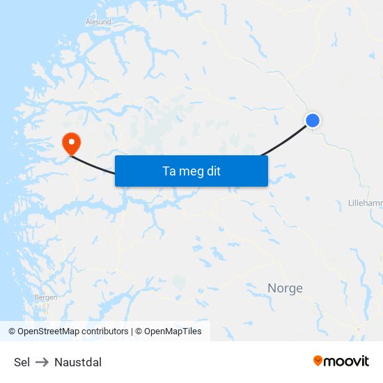 Sel to Naustdal map