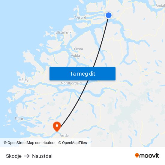 Skodje to Naustdal map