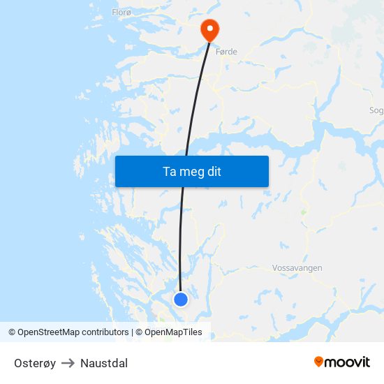 Osterøy to Naustdal map