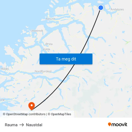 Rauma to Naustdal map