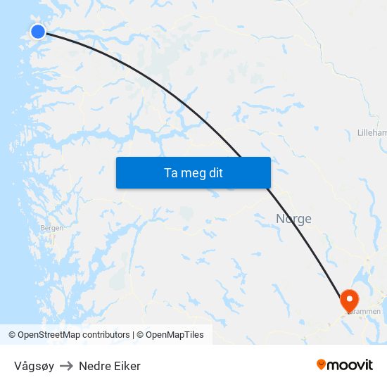 Vågsøy to Nedre Eiker map