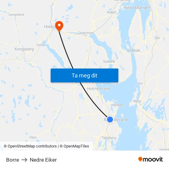 Borre to Nedre Eiker map