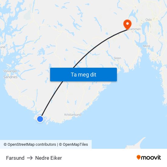 Farsund to Nedre Eiker map