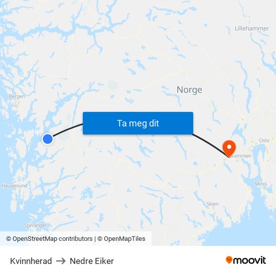 Kvinnherad to Nedre Eiker map