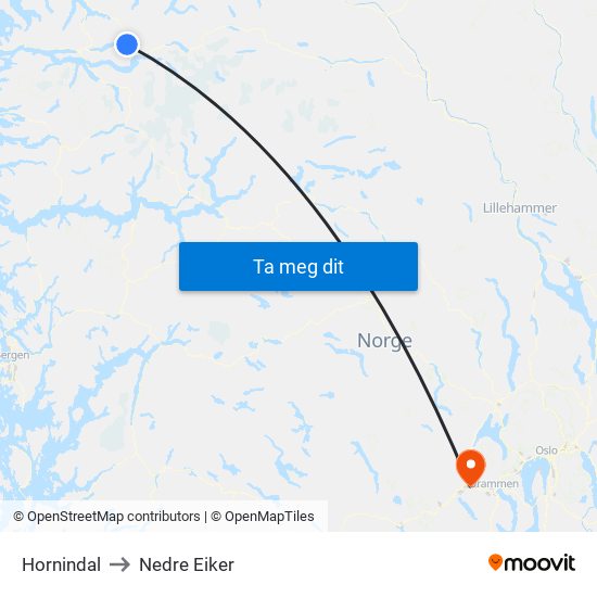 Hornindal to Nedre Eiker map