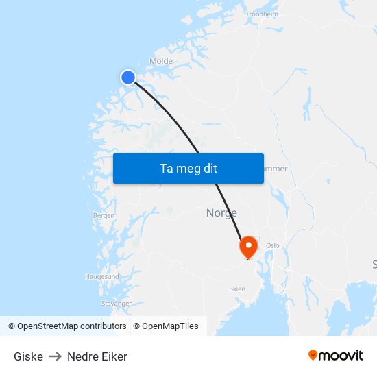 Giske to Nedre Eiker map