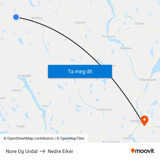 Nore Og Uvdal to Nedre Eiker map
