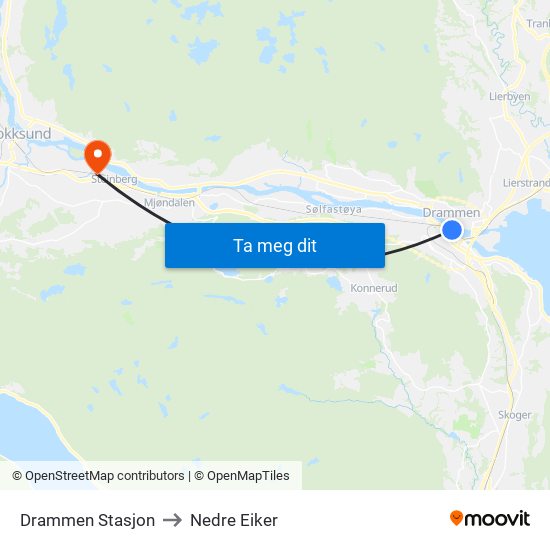 Drammen Stasjon to Nedre Eiker map