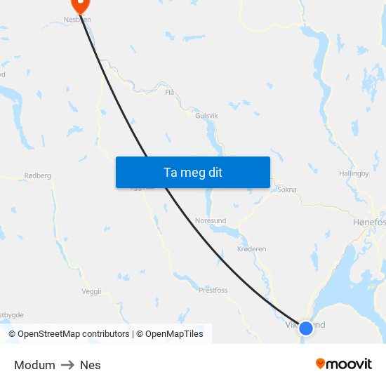 Modum to Nes map