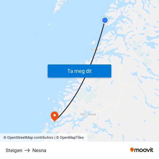 Steigen to Nesna map