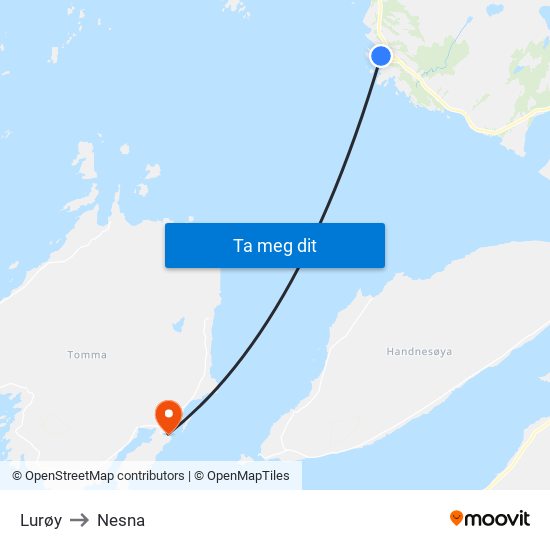 Lurøy to Nesna map