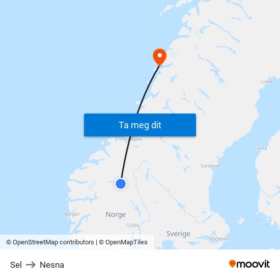 Sel to Nesna map