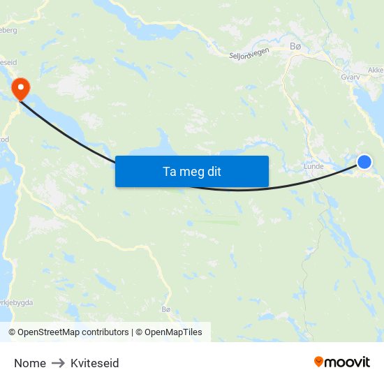 Nome to Kviteseid map