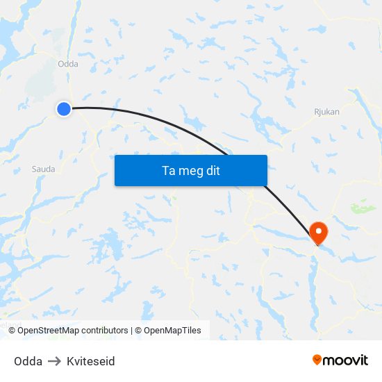 Odda to Kviteseid map