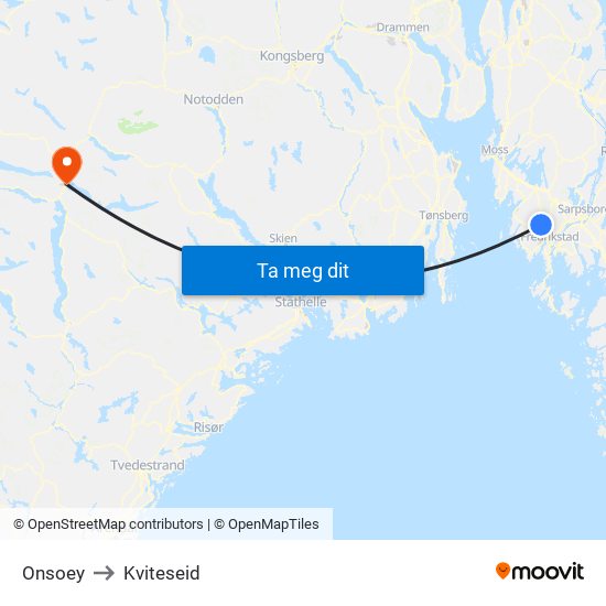 Onsoey to Kviteseid map