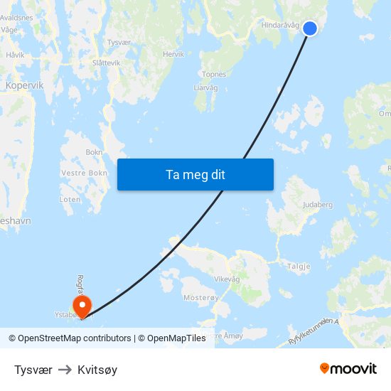 Tysvær to Kvitsøy map