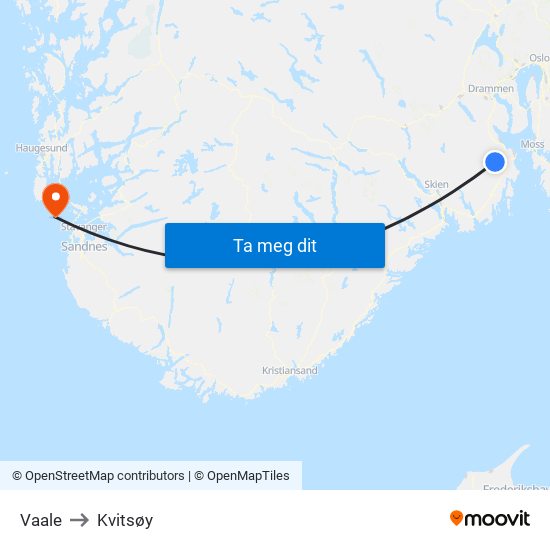 Vaale to Kvitsøy map