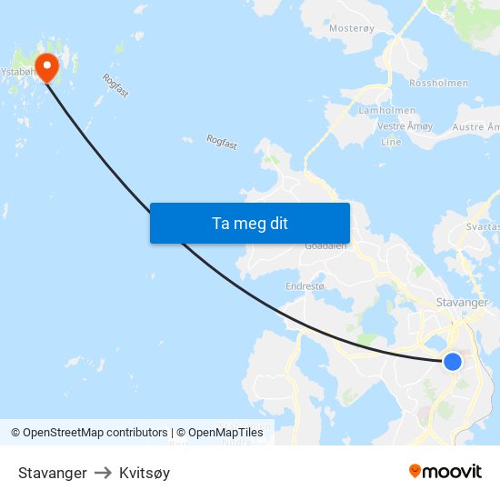 Stavanger to Kvitsøy map