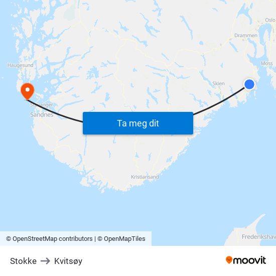 Stokke to Kvitsøy map