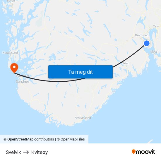 Svelvik to Kvitsøy map
