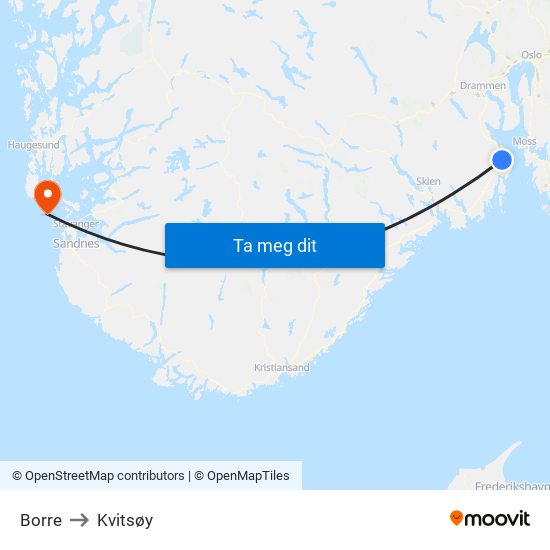 Borre to Kvitsøy map