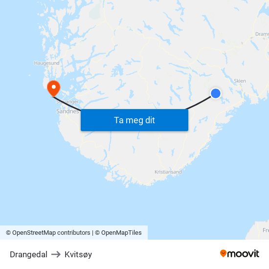 Drangedal to Kvitsøy map