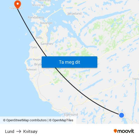 Lund to Kvitsøy map