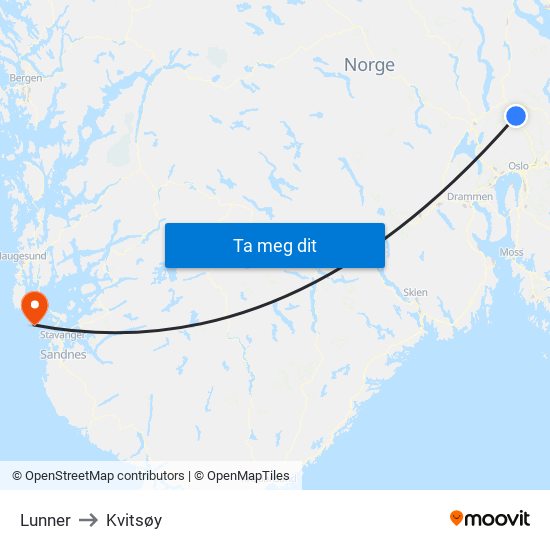 Lunner to Kvitsøy map