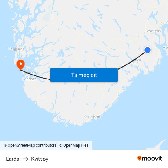 Lardal to Kvitsøy map