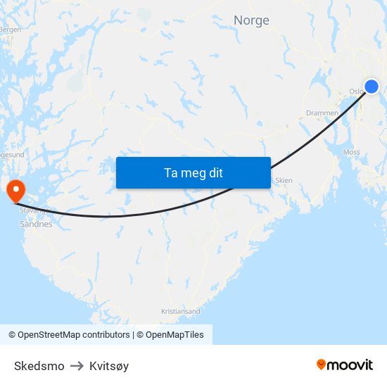 Skedsmo to Kvitsøy map