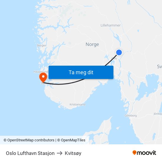 Oslo Lufthavn Stasjon to Kvitsøy map