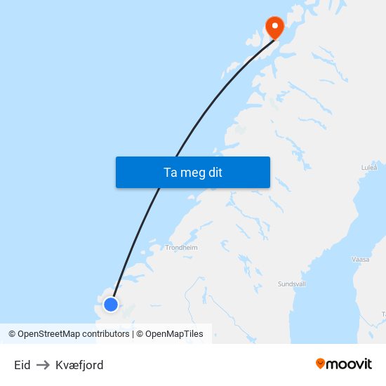 Eid to Kvæfjord map