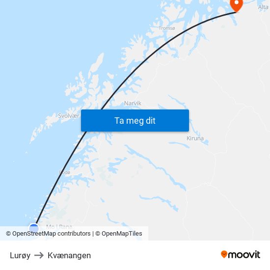 Lurøy to Kvænangen map