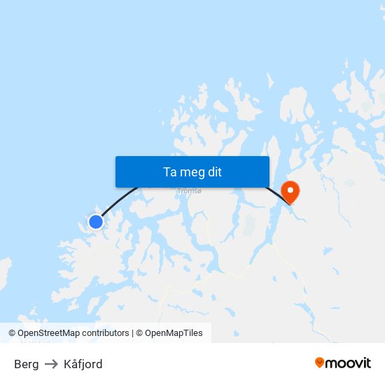 Berg to Kåfjord map