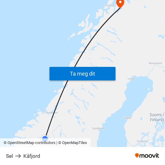 Sel to Kåfjord map