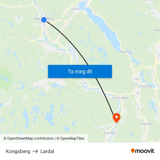 Kongsberg to Kongsberg map