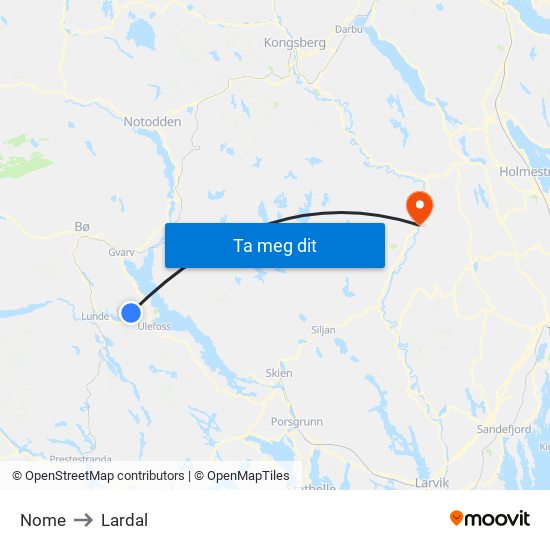 Nome to Lardal map
