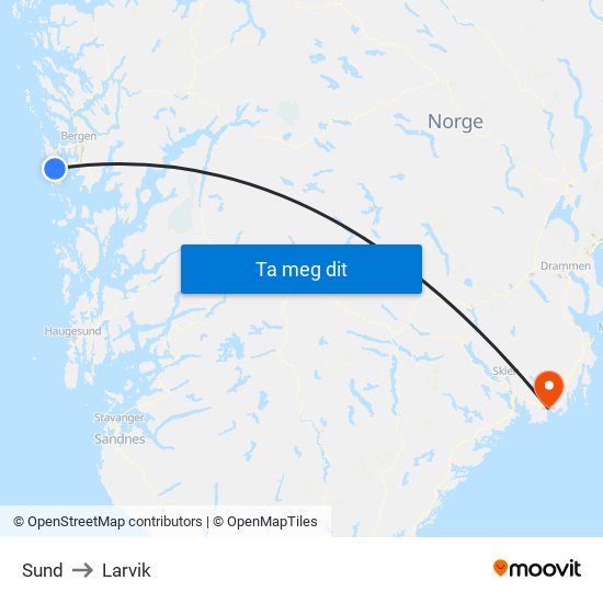Sund to Larvik map