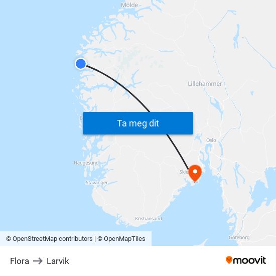 Flora to Larvik map