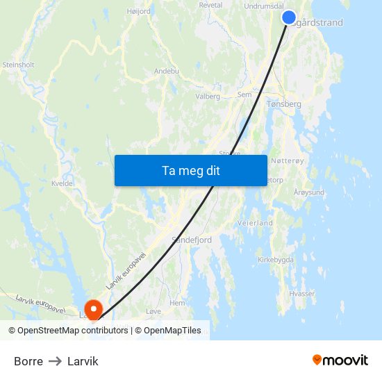 Borre to Larvik map