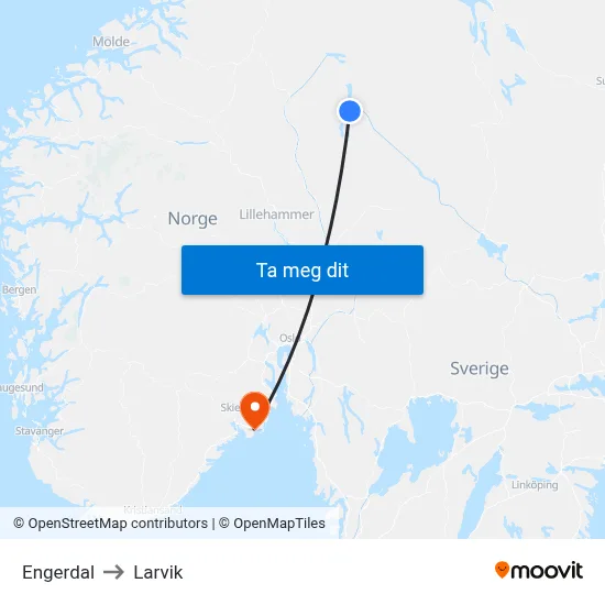 Engerdal to Larvik map