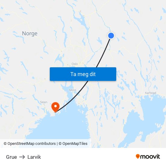 Grue to Larvik map