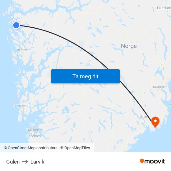 Gulen to Larvik map