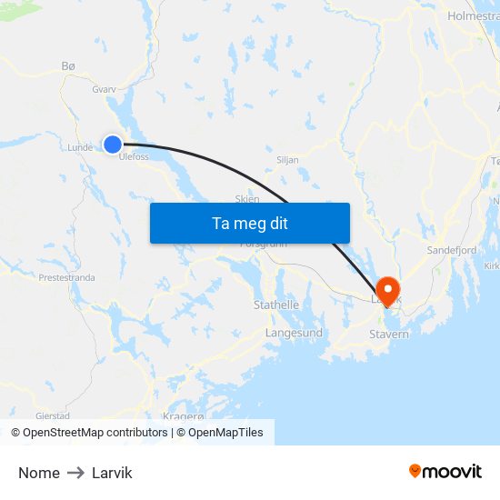 Nome to Larvik map