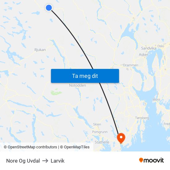 Nore Og Uvdal to Larvik map
