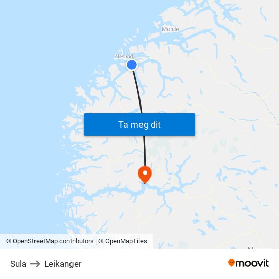 Sula to Leikanger map