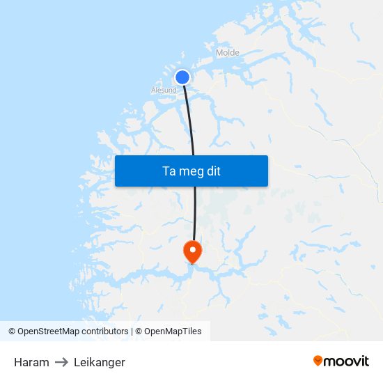 Haram to Leikanger map