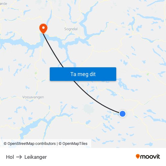 Hol to Leikanger map