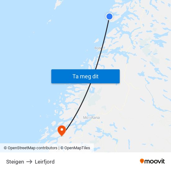 Steigen to Leirfjord map