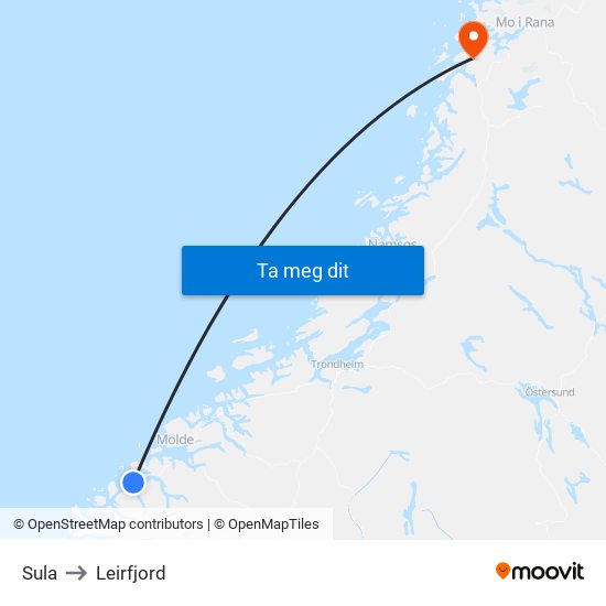 Sula to Leirfjord map